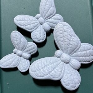 Soft Sculpture Butterfly Set Of 3 Ceramic Bisque